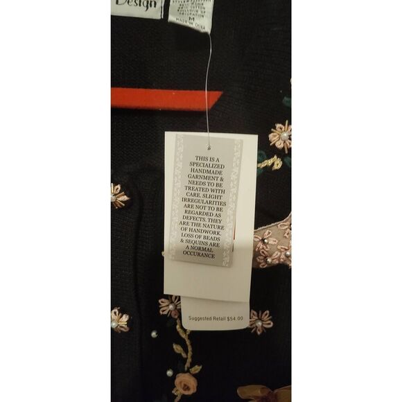 NWT Christmas/holiday Sweater Cardigan w Stockings Bows Golden vines buttons Siz - Picture 7 of 13